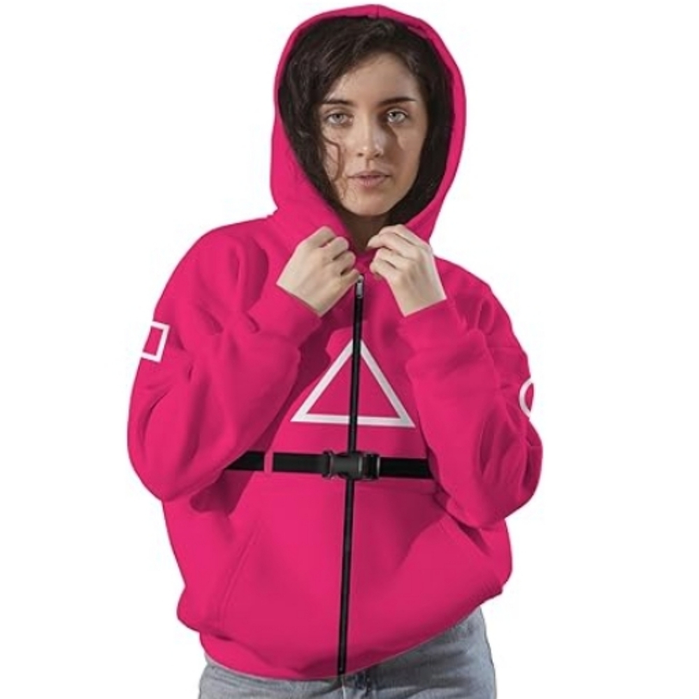 3D Print Pullover Hoodie Sweatshirt Women /Men Pink / White
